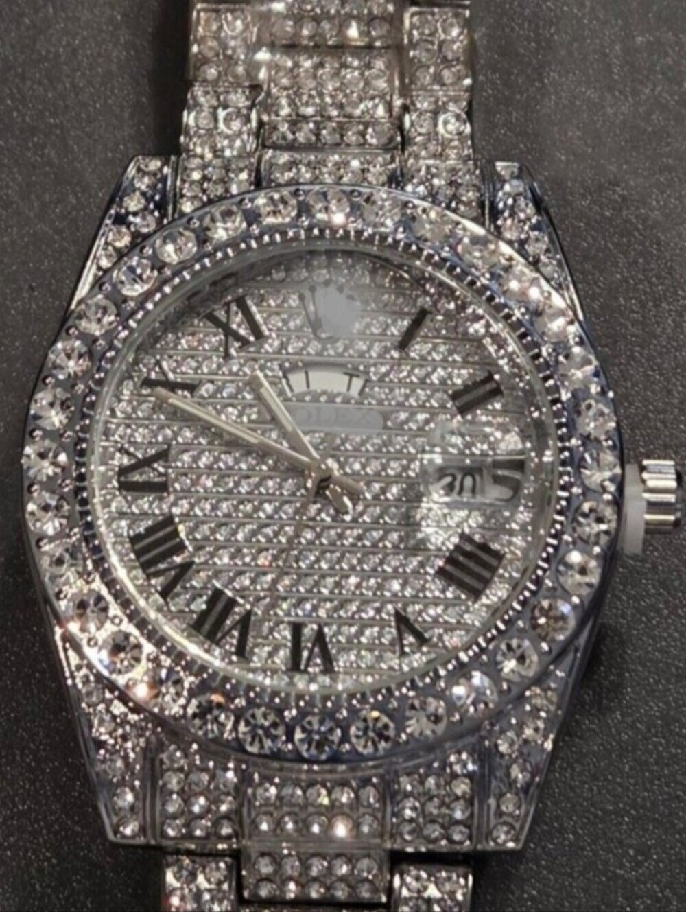 Fully Iced Out UNBRANDED VVS Moissanite Diamond Stainless Steel Watch 38MM
